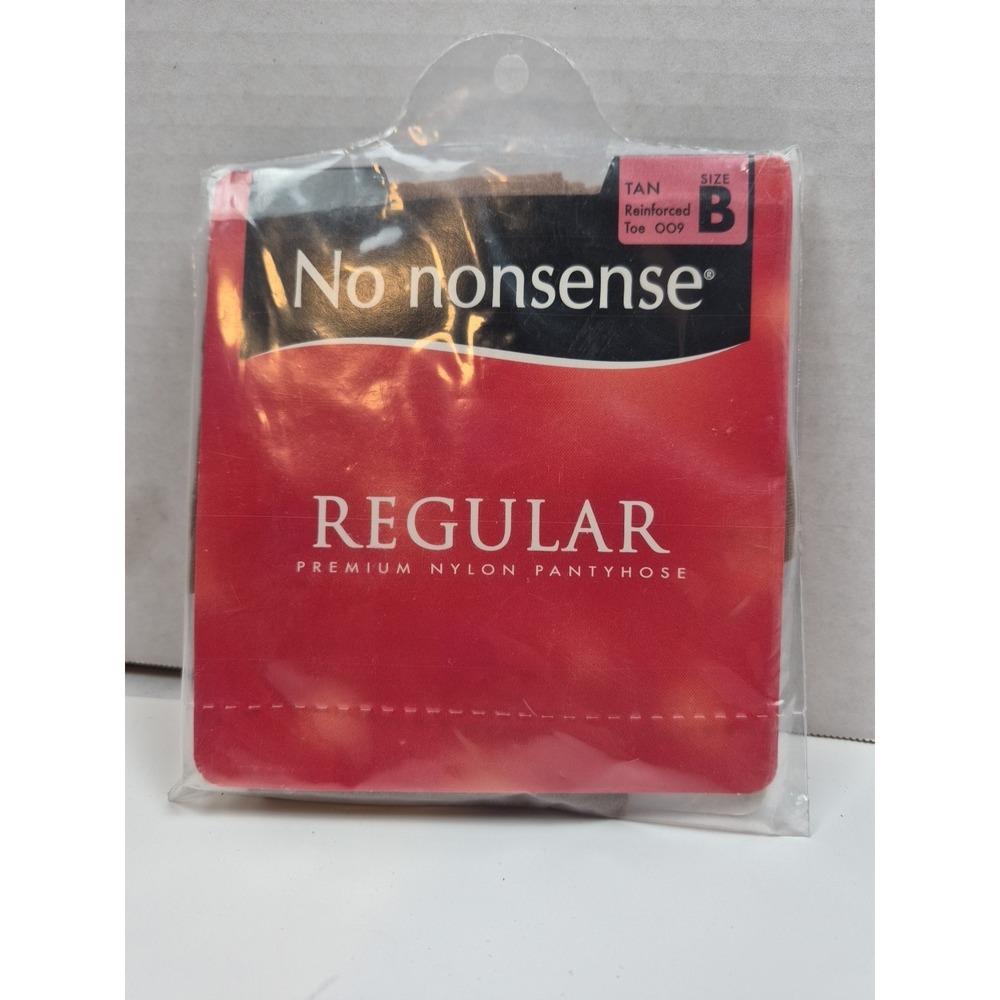 No Nonsense Regular Pantyhose Tan‎ Reinforced Toe 009 Size B NOS
